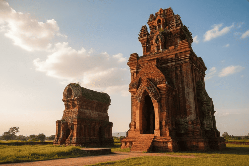 Bộ mái tháp với mỗi tầng đều có một hàng bầu lọ, phình 2 đầu như những quả bầu nậm nằm sát nhau nên còn được gọi là Tháp Bầu Rượu